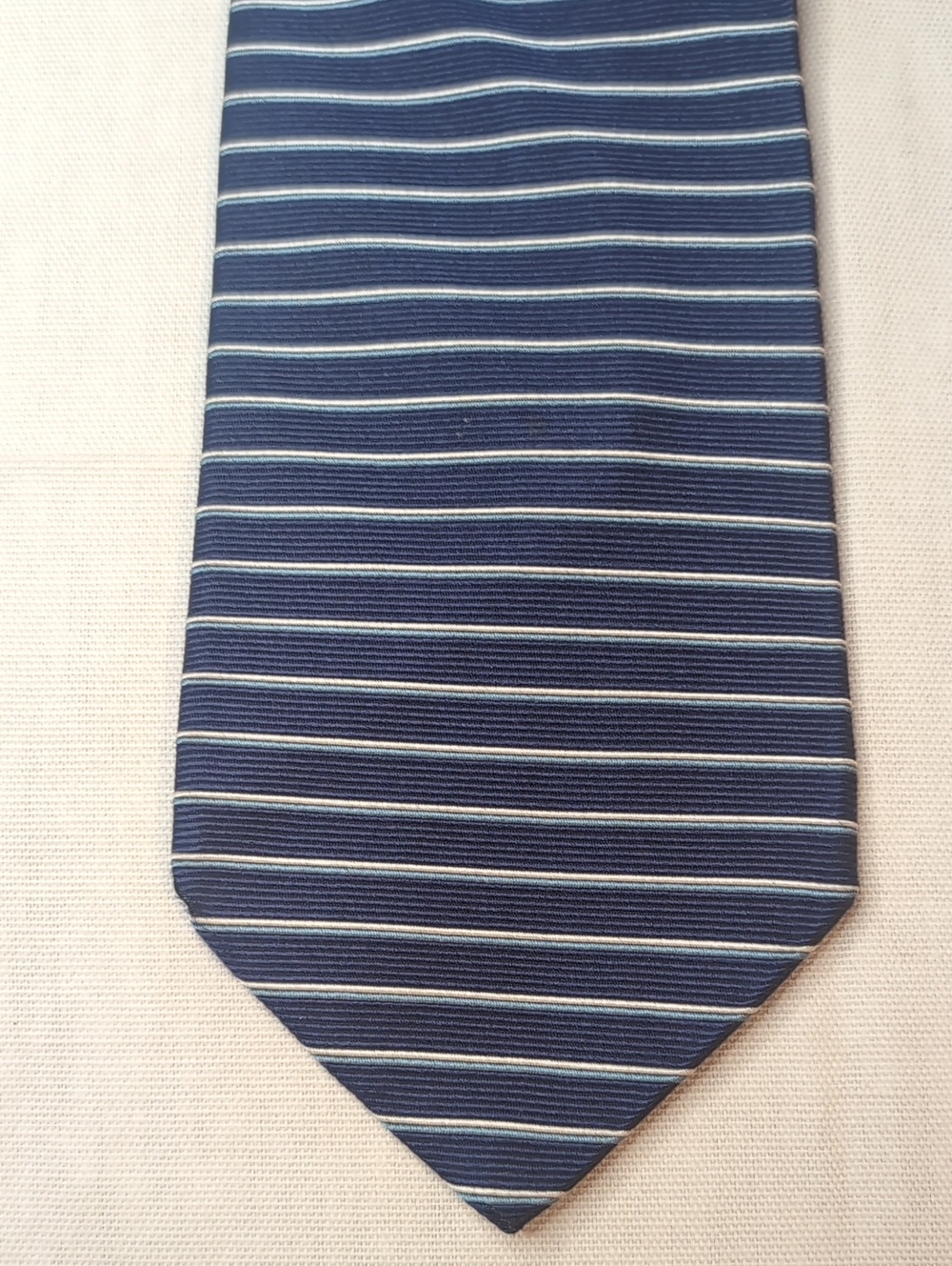 Brooks Brothers Navy Tie with Light Blue and White Stripes